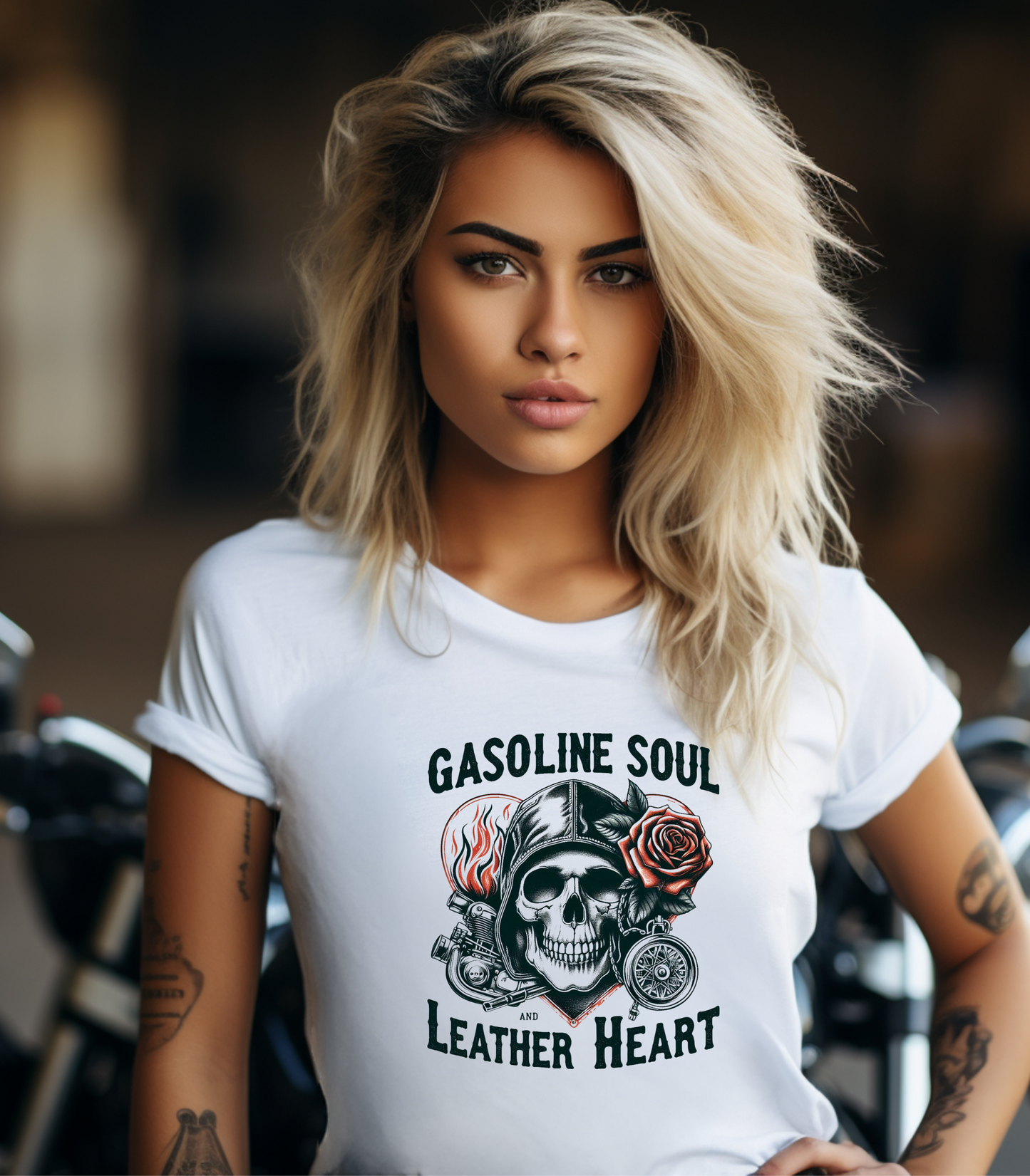 Gasoline Soul Leather Heart Tee