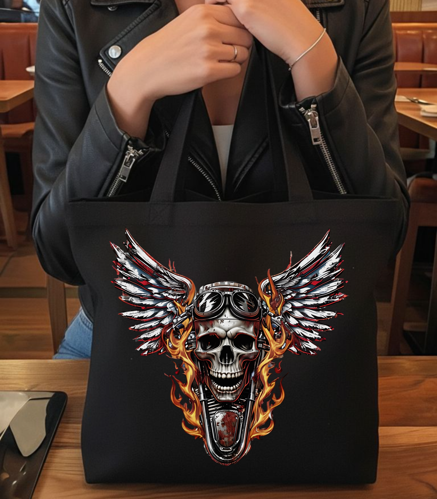 Skull Wings Tote Bag